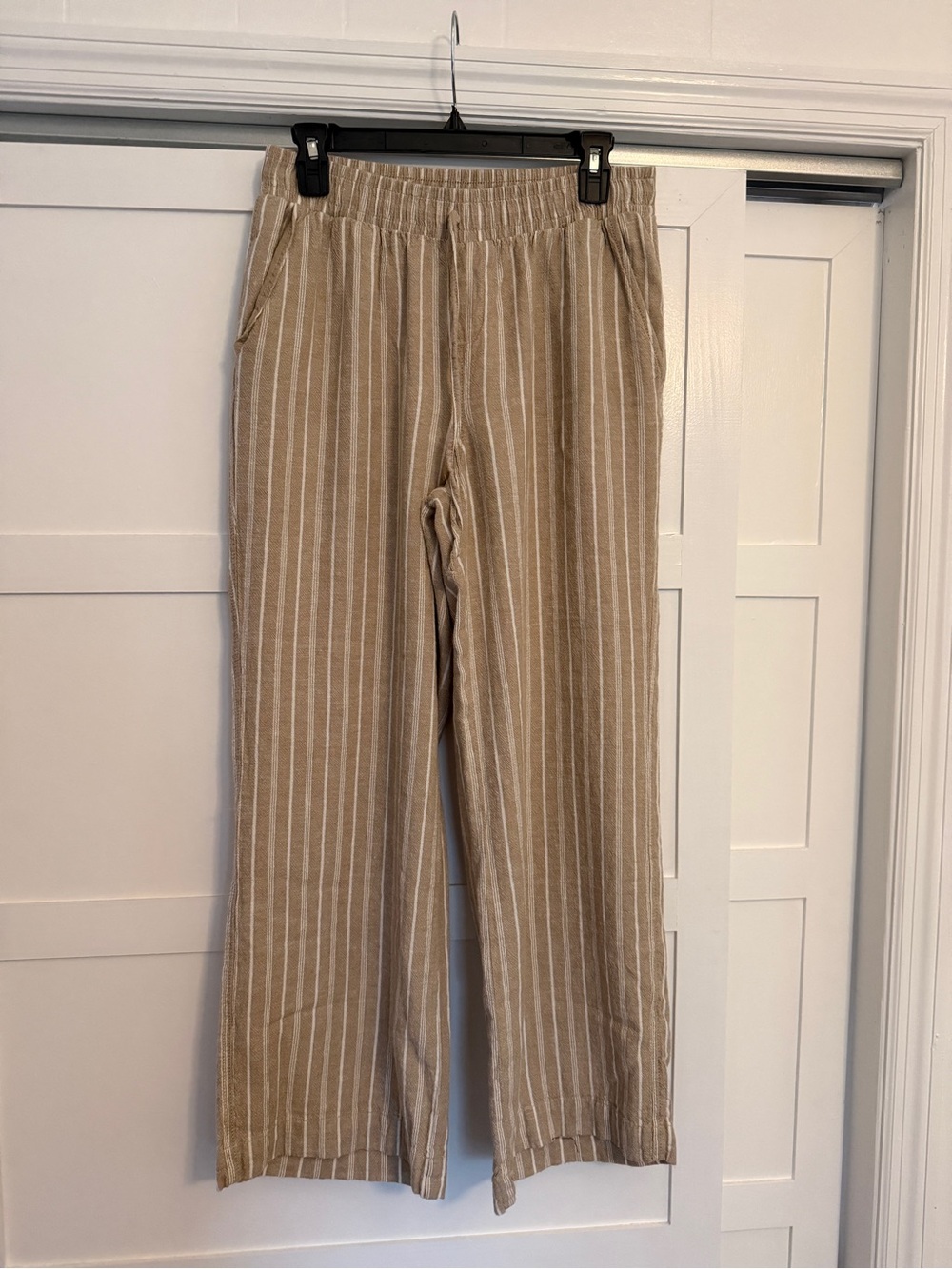 Beige Stripe Women’s Linen/Cotton blend Pants